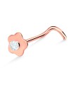 Flower Shaped Silver With Stone Curved Nose Stud NSKB-24